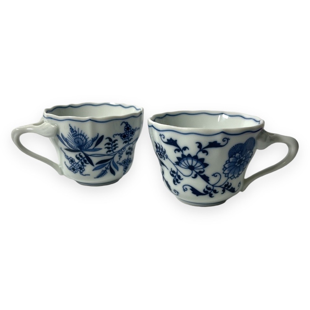 Vintage Blue Danube Japan Tea Cups Set of 6 Blue White Floral Split‎ Handle 8 oz - Picture 5 of 11